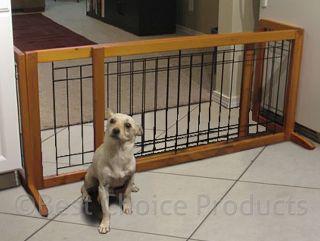 Pet Fence Gate Free Standing Adjustable Dog Gate Indoor Solid Wood 