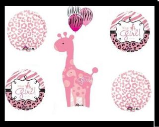 Safari Girl Giraffe Pink Zebra Balloon Baby Shower Party Decorations 