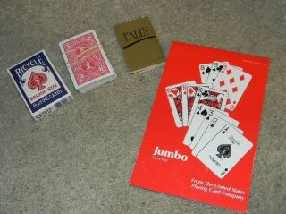 nice decks of bicycle bridge size playing Cards with tally sheet 