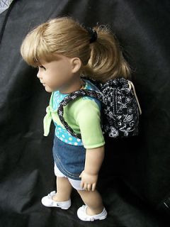 AMERICAN GIRL 18 DOLL QUILTED BACKPACK BLACK AND WHITE VERA 