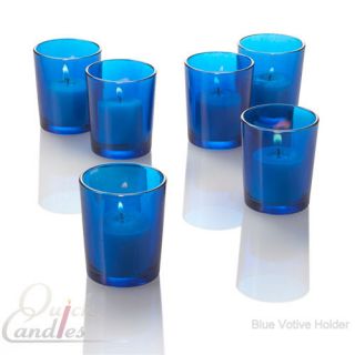 Lot of 12 Blue Glass Votive Candle Holders
