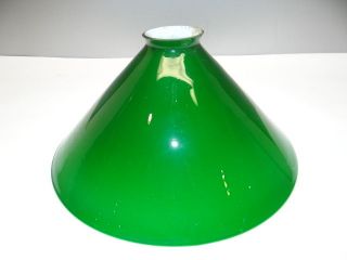Vintage Used Old Green Glass Cone Shaped Industrial Banker Lamp Shade 