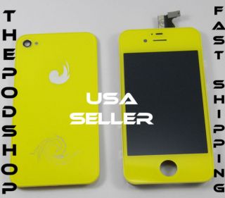   4S Digitizer LCD + Back Glass YELLOW Full Color Kit Conversion Kit
