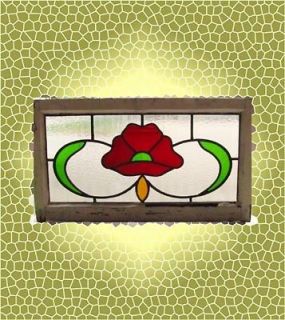 Antique Stained Glass Window Three color Ruby Red Large Bloom