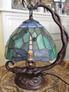 VINTAGE RETRO ART DECO LARGE GALLE DRAGONFLY TIFFANY GLASS TABLE LAMP