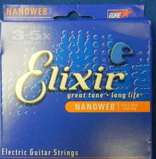 ELIXIR NANOWEB ELECTRIC GUITAR STRINGS LIGHT  HEAVY 3 SETS