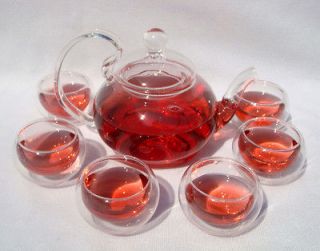 Newly listed 600ml Glass Teapot+6 Glass Cup,Heat Resis​tance, B206