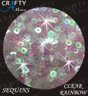 20g CLEAR RAINBOW Loose Glitter Sequins Powder Craft Sew On