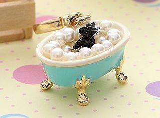 MG Co. Yorkie Dog in Bubble Bathtub Pendant Charm & Juicy Couture 
