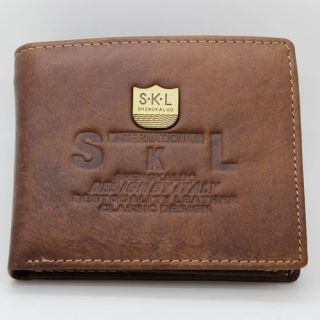 Mens Light Coffee Genuine Real Leather Zipper Pocket BiFold Wallet 