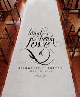 Laugh Dream and Love Expressions Personalized Aisle Runner