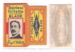 GILLETTE STAINLESS vintage SAFETY RAZOR BLADE lamette da barba lame de 