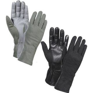 USAF Black or Gray Leather Nomex Flight Flyers Gloves   