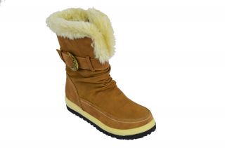 Kids   Girls Winter Snow Boots Black Faux Fur Camel SZ1 6 (DM T300)