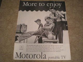 1957 Motorola Portable Television Ad Postman Stops to Watch Baseball 