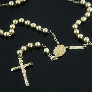 Gold Rosary Beads Solid 14K Gold Rosary Bead Necklace
