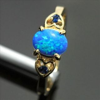 R2010A 14K GOLD FILLED BLUE FIRE OPAL STERLING SILVER RING JEWELRY 