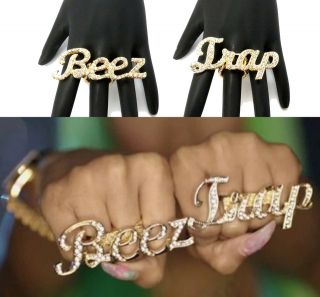  Minaj Inspired Beez in the Trap Iced Out BEEZ TRAP Stretch Ring OS