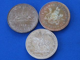 1972, 1973 And 1971 Canada Silver Dollar Lot Of 3 B0139L