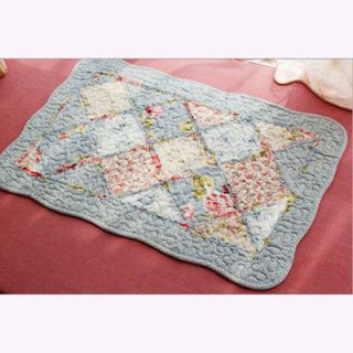Shabby and Vintage style Blue Patchwork Quilted Bath rug/Mat
