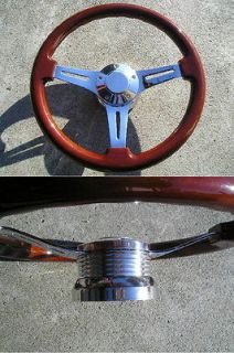 Mahogany wood 14 steering wheel & Adapter 4 chevy Ididit GM 69 94 