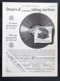 1914 COLUMBIA GRAPHOPHONE Grafonola & Phonograph Record magazine Ad 
