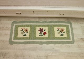Big Green Flower Floor Long Mat, Kitchen Mat , Bath Mat, Area Rug 