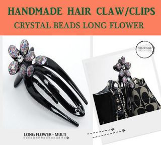 HAIR CLAW CLIP Korean Fashion Handmade Flower cutting beads lady long 