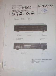 Kenwood Service Manual~GE 891/​4030 Graphic Equalizer