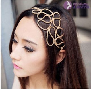 NEW fashion J Korea style Hollow weave metal chain hair bandeau