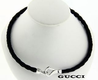 GUCCI LEARTHER CORD BRAIDED NECKLACE 18 INCHES, MADE IN ITALY