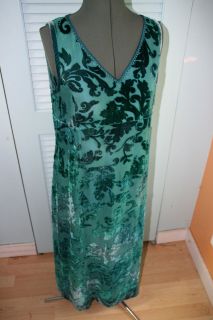 Gorgeous NWT Garnet Hill Green Silk/Velvet Burnout Dress   10 Petite