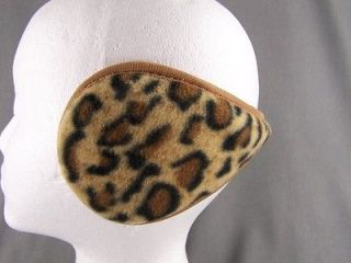   Brown cheetah leopard big cat print ear muffs warmers behind hair