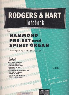RODGERS & HART ALBUM For Hammond Organ SONG BOOK 1959
