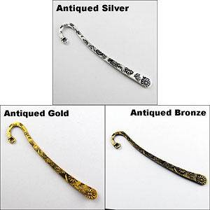 6Pcs Tibetan Silver,Gold,Br​onze Flower Bookmarks With Loop 16x81mm 