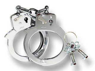 HANDCUFFS CHAINED W/KEYS SECURITY NEW 222 SL