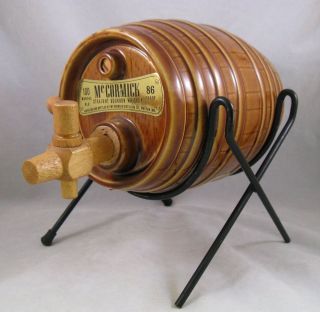Vintage Commemorative McCormick Whiskey ceramic barrel & rack 1968 