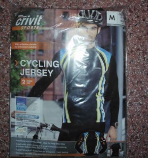 Mens Crivit Sport Cycling Jersey 2 piece set M Black arm warmers BNWT