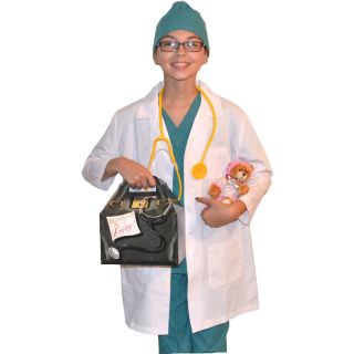   Doctor Costume with REAL Scrubs and Lab Coat, Stethoscope,Bear,Bag,Cap
