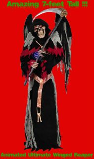    Size Animated Horror~WINGED GRIM REAPER DEMON~Gothic Halloween Prop