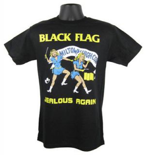 BLACK FLAG JEALOUS AGAIN Old School PUNK T Shirt Black