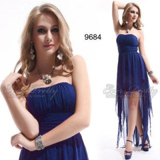 NWT Blue Ruffes Strapless Asymmetric Hem High Low Prom Dress 09684 US 