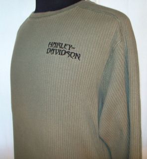 HARLEY DAVIDSON Long Sleeve pullover Shirt Large green Official H D 