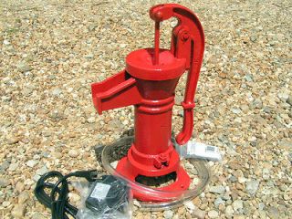 GARDEN FOUNTAIN Cast Iron Water Well Hand Pump COMPLETE set RED