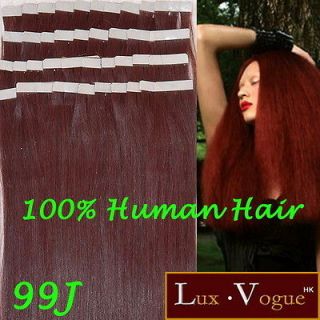 40pcs 100% Human Hair 3M Tape in Extensions Remy #99J (Deep Wine 