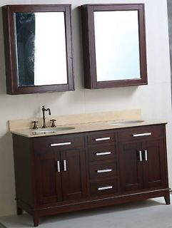   Double Sink Bathroom vanity,Solid wood cabinet, Marble ,Ceramic basin