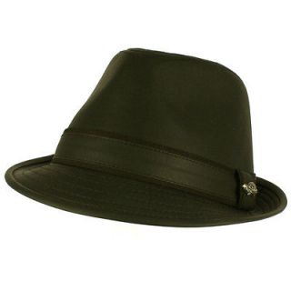 Mens Winter Classic Faux Leather Distress Fedora Trilby Gangster Hat 