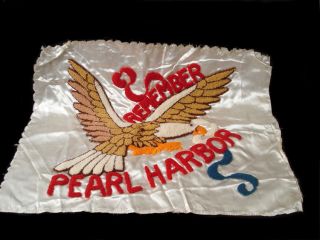 REMEMBER PEARL HARBOR PILLOW COVER ~ EAGLE ~ NICE ~ JAPAN US ~ FDR