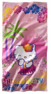 Sanrio Hello Kitty Hula Beach Towel *Hibiscus* Palm Trees* Hawaii 