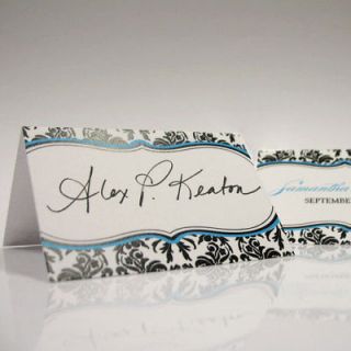 48 Personalized Love Bird Damask Wedding Place Cards